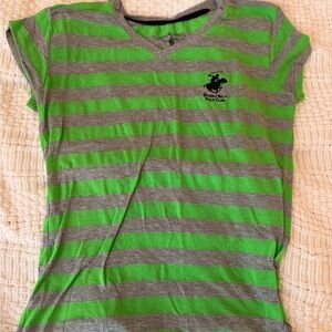 Polo by Ralph Lauren Green and Gray Striped Tee